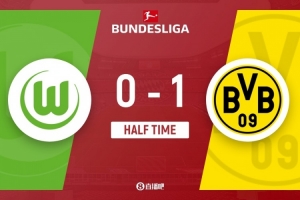 半场-沃尔夫斯堡0-1多特 布兰特头球破门阿穆拉失良机拜尔中框