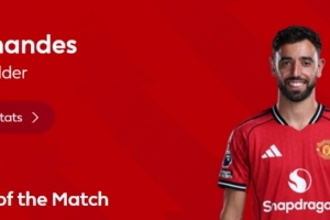 1进球+5关键传球，英超官方：B费当选曼联2-0热刺全场最佳球员