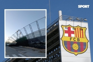 每体：由于遭遇暴风雨袭击，巴萨体育城一面围墙出现倒塌