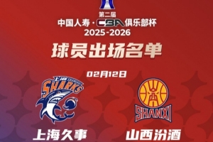 CBA俱乐部杯决赛上海VS山西大名单！上海阵容不变 山西原帅缺席