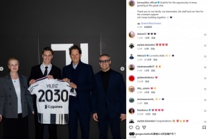 完成续约！伊尔迪兹社媒晒照：感激有机会在这支伟大球队继续成长