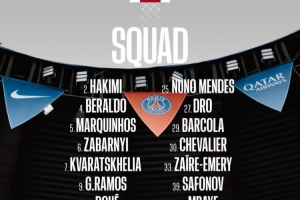 巴黎对阵梅斯大名单：阿什拉夫、德罗、K77在列，登贝莱缺席