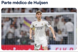 官方：皇马中卫赫伊森右小腿肌肉受伤