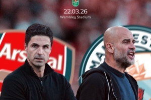 联赛杯官方晒海报，预热阿森纳vs曼城：距离决赛还有一个月