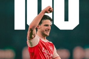 首发战热刺！赖斯迎来代表阿森纳出战英超的百场里程碑