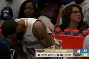 萨迪克·贝肘翻乌布雷被吹进攻犯规 两节不到4犯&被换下场