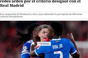 世体：皇马的双标引发舆论哗然，赫伊森事件证据确凿却无处罚
