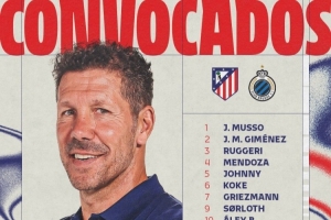 马竞欧冠大名单：小蜘蛛、格列兹曼领衔，卢克曼、小西蒙尼在列