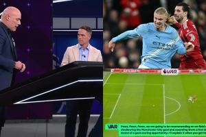 英超官方节目解释索博红牌：哈兰德犯规，必须倒回犯规起始点