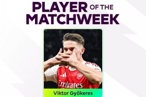 北伦敦德比梅开二度，官方：约克雷斯当选英超第27轮最佳球员