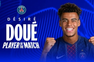 送出助攻！欧冠官方：杜埃当选巴黎2-2摩纳哥全场最佳球员
