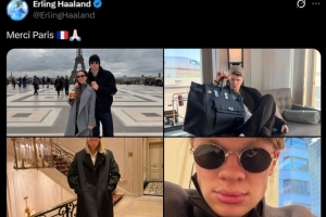 曼城迎来短暂假期！哈兰德社媒晒休闲照，和女友前往巴黎游玩