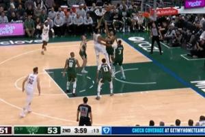 无人能挡！阿伦篮板1抢4奋力拿到 转身勾手命中收下2分