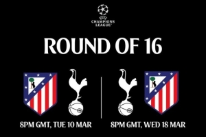 热刺vs马竞比赛时间：首回合3月11日次回合19日，均为4点开球