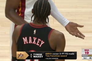 祖上不富裕！马克西已命中885记三分 追平艾弗森保持的队史纪录