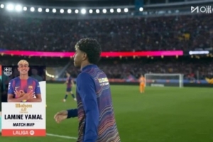 帽子戏法+6过人成功，亚马尔当选巴萨4-1黄潜一役全场最佳