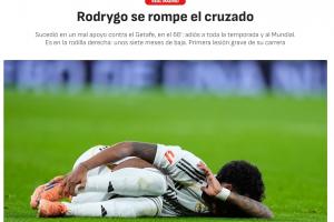 确定无缘世界杯！阿斯：罗德里戈十字韧带撕裂，预计伤缺7个月