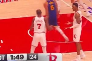 唉！杜兰特被波杰姆一步过掉 随后抱怨小贾没有补防