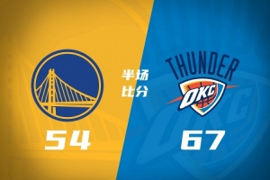半场战报-雷霆67-54领先勇士 肯威13分 鸭梨12分 桑托斯14+6