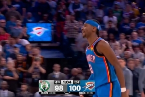 神之武器！亚历山大中投还有 雷霆重获2分优势