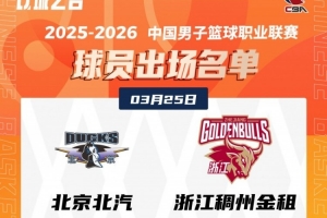 北京VS浙江大名单出炉！麦基&周琦坐镇北京内线 ！