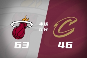 半场战报-骑士落后热火17分 大米切尔13分 哈登7+5 阿德巴约9中1